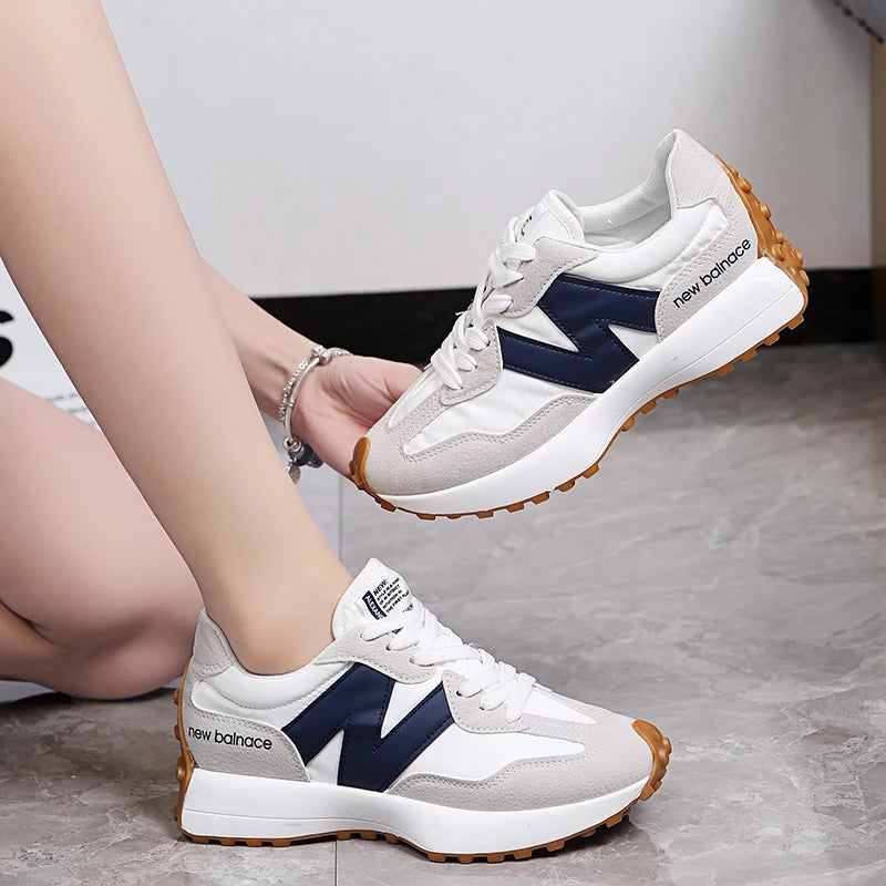 Women’s Casual Sneakers – Autumn Fashion Breathable Lace-Up Sports Shoes, Platform Walking Shoes