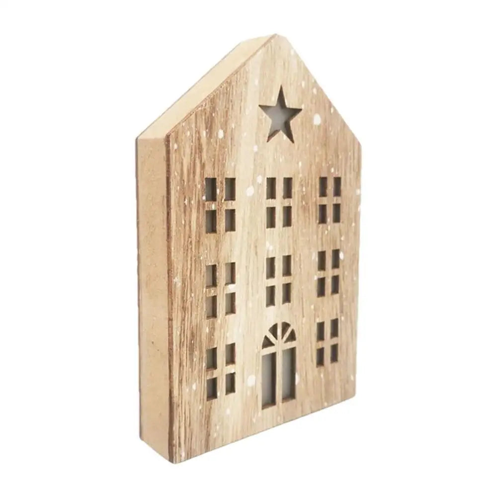 Christmas Wooden House Decor Creative House Shape Light Up Hanging Ornament Christmas Party Supplies Indoor Home Decoration