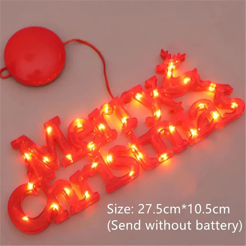 Christmas Decoration 2024 New Year Xmas Merry Christmas LED Letter Tag Light String Fairy Garland Home Decoration Christmas Noel