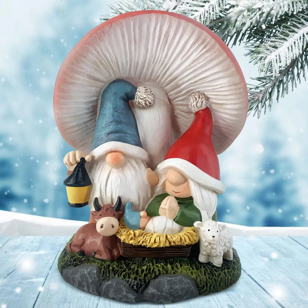Christmas Decoration Indoor Home Decor-3.2''L 3.2''W 4.3''H Gnome Nativity Sets-Nativity Scene Xmas Holiday Decor