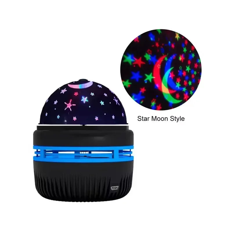 LED Starry Sky Projector Lamp – USB Rotating Night Light with Moon & Star Effects for Christmas & Home Room Decor