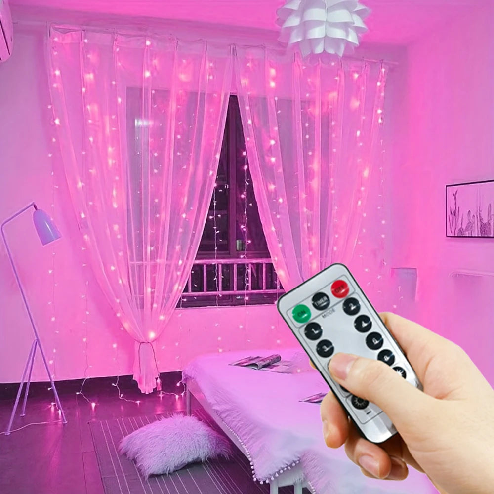 USB LED Curtain Fairy Lights – 8-Mode Wedding Garland String Lights for Outdoor, Christmas Tree & Garden Decoration