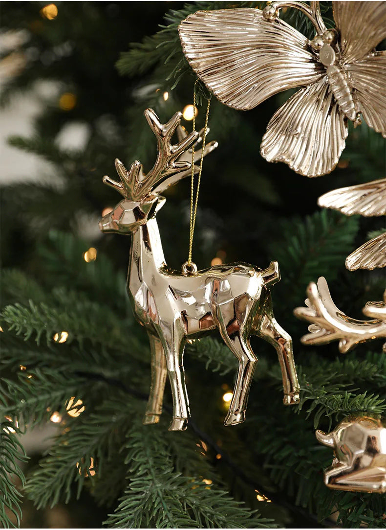 Xmas Ornament Ball Butterfly Dragonfly Angel Snowflake Gold Plastic Xmas Baubles Christmas Hanging Decor Christmas Tree Ornament