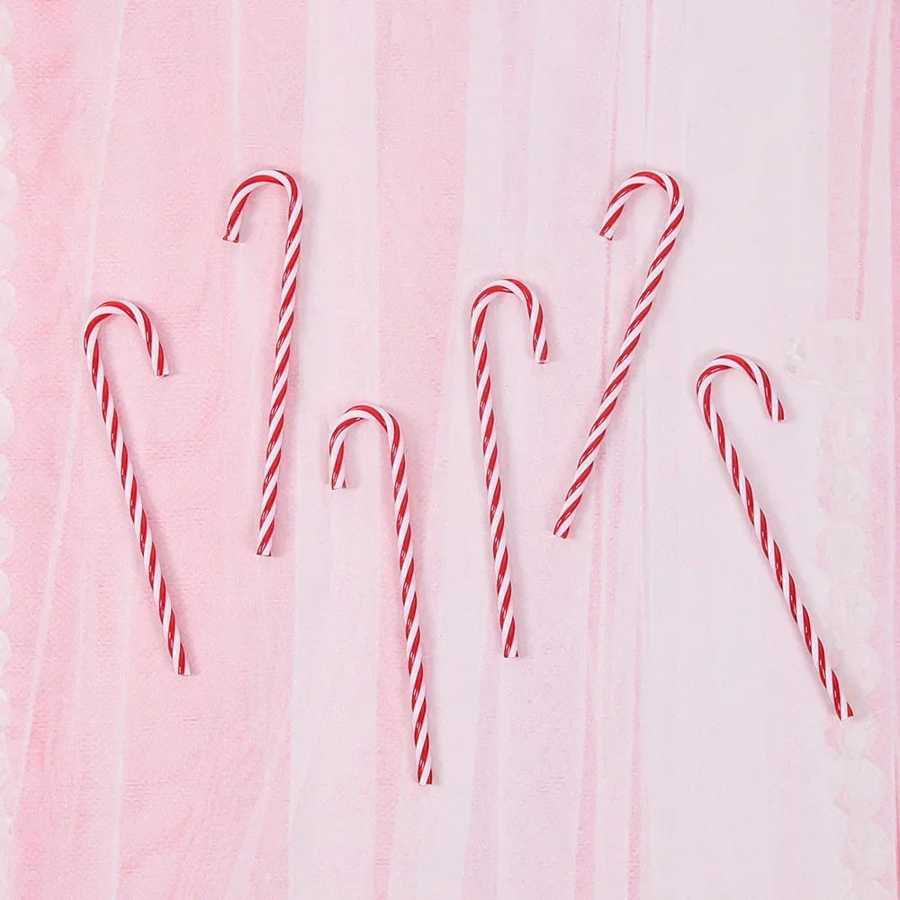 6Pcs Christmas Canes Christmas Tree Decoration 15cm Acrylic Candy Canes New Year Hanging Crutch Pendant Decor Navidad Ornaments