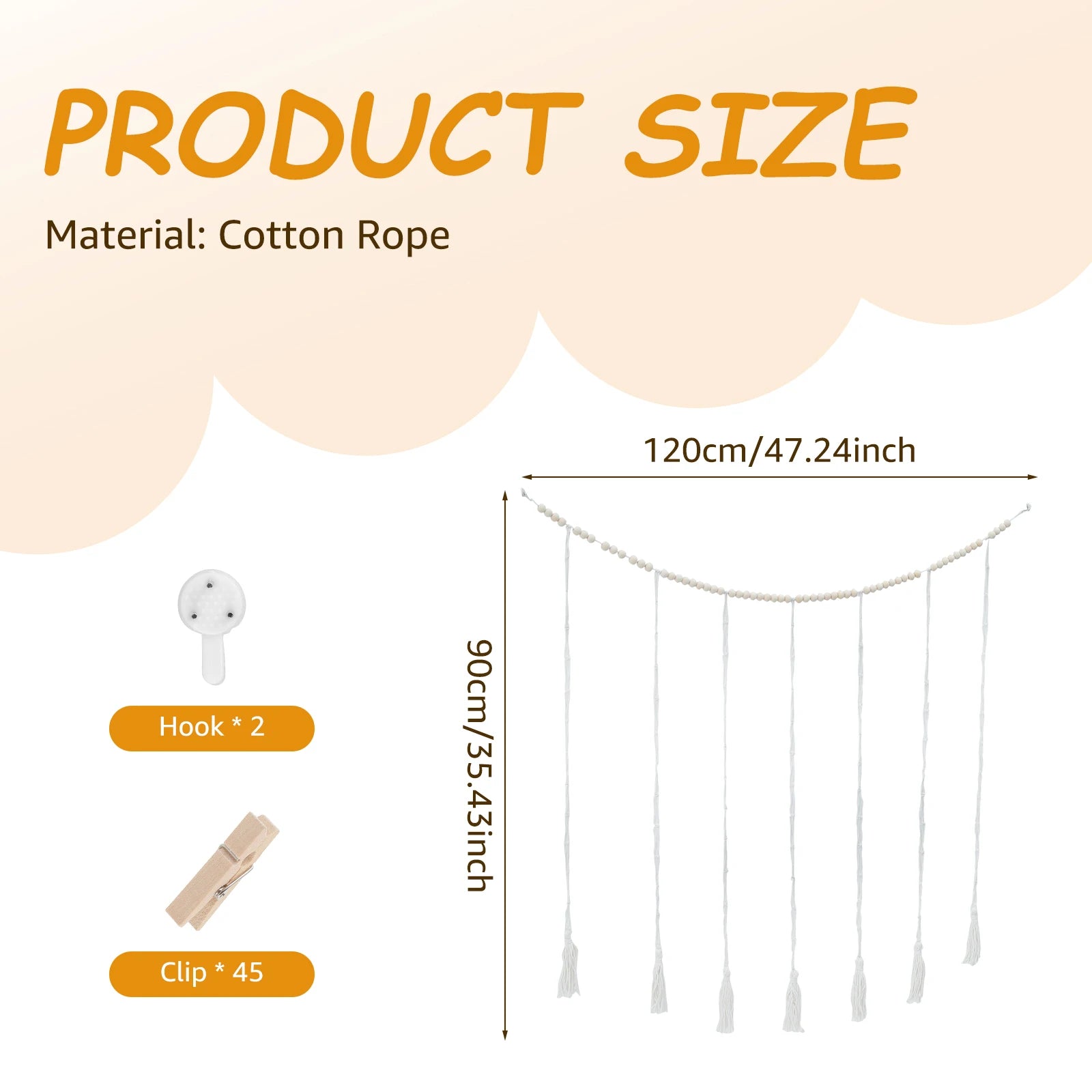 Photo Display Wall Hanging Decor Boho Home Decoration Cotton Rope Beads Macrame Tapestry for Wall Hanging Room Romance Decor