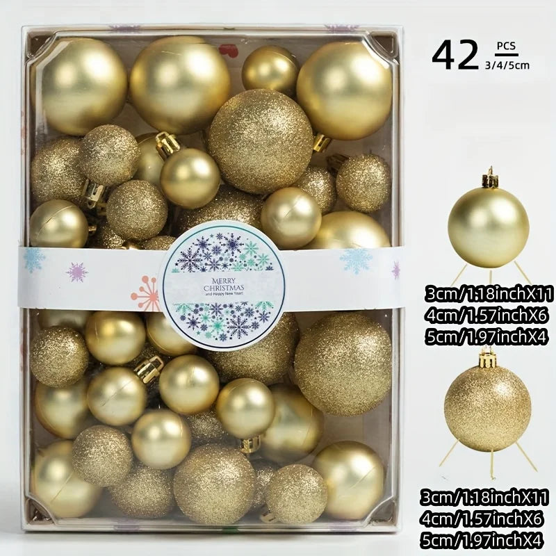 42-Piece Christmas Tree Hanging Balls – Multi-Color Ornaments for Holiday Decorations