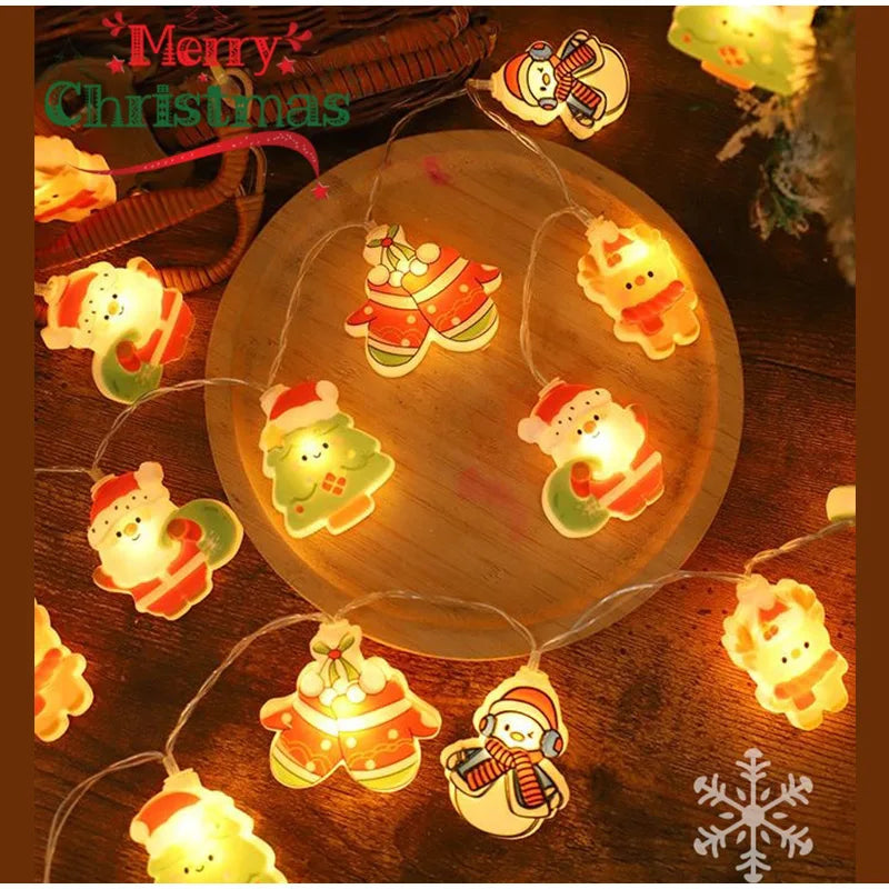 Christmas Creative Decorative Atmosphere Lights Solar Lamp String Led Santa Claus Snowman String Lights Party Decorations