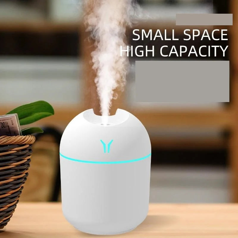 250ML USB Mini Humidifier – Ultrasonic Essential Oil Diffuser with LED Light for Home & Car, Quiet Mist Maker