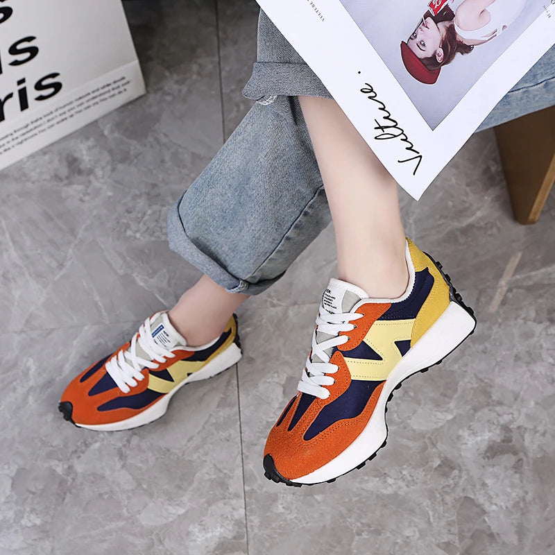 Women’s Casual Sneakers – Autumn Fashion Breathable Lace-Up Sports Shoes, Platform Walking Shoes