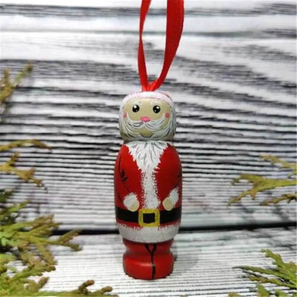 Christmas Wood Novel Holiday Hanging Party Decors Funny Santa Ornament Christmas Tree Decoration