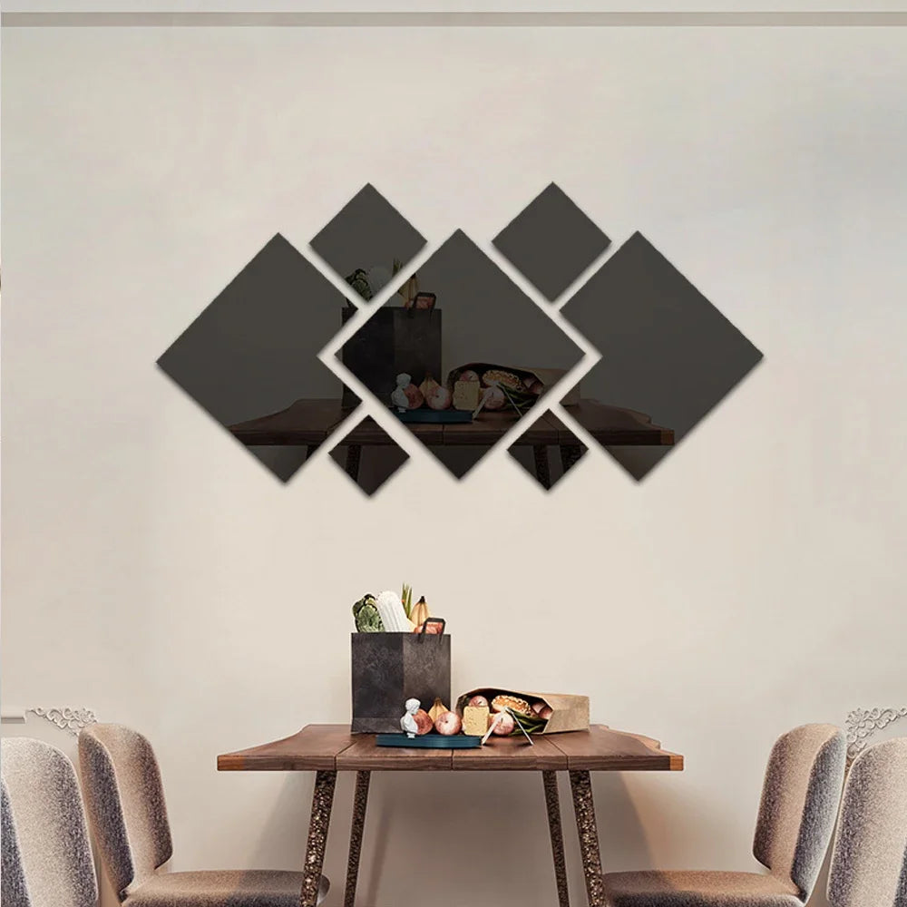 3D Acrylic Mirror Home Improvement Home Irregular Stitching DIY Wall Stickers for Living Room Bedroom Home Decoration  Stickers