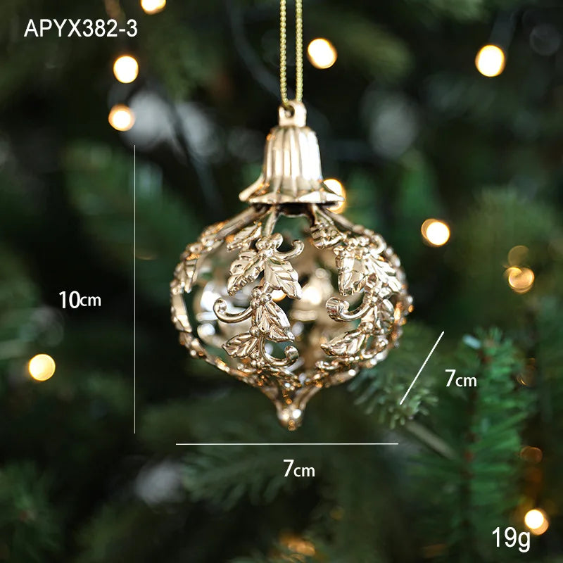 Xmas Ornament Ball Butterfly Dragonfly Angel Snowflake Gold Plastic Xmas Baubles Christmas Hanging Decor Christmas Tree Ornament