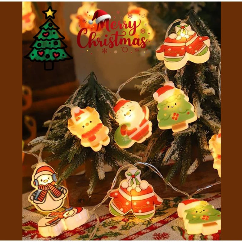Christmas Creative Decorative Atmosphere Lights Solar Lamp String Led Santa Claus Snowman String Lights Party Decorations