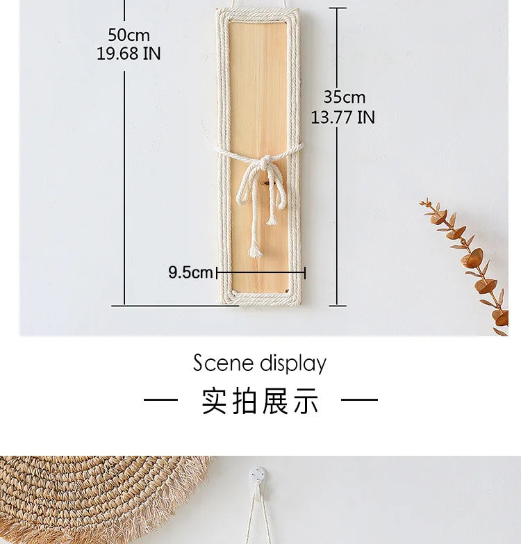 Bohemian Handcrafted Rope & Wood Wall Hanging – Simple Home Decor for Living Room, Bedroom & Homestay Spaces