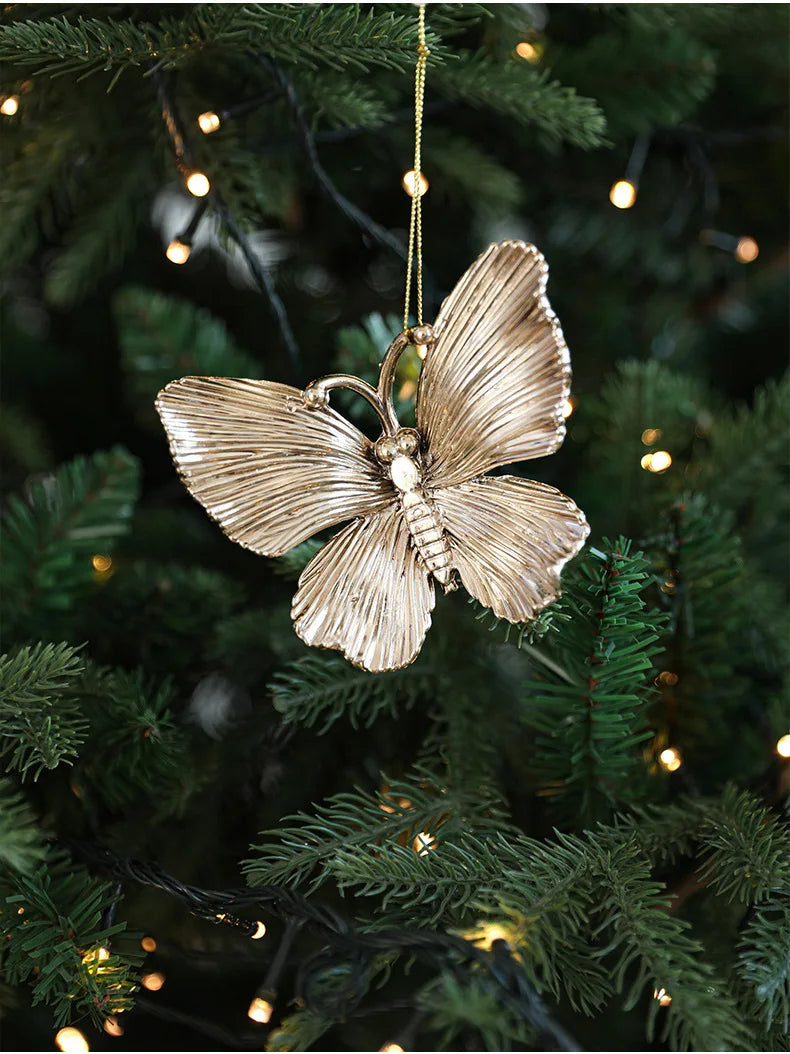 Xmas Ornament Ball Butterfly Dragonfly Angel Snowflake Gold Plastic Xmas Baubles Christmas Hanging Decor Christmas Tree Ornament