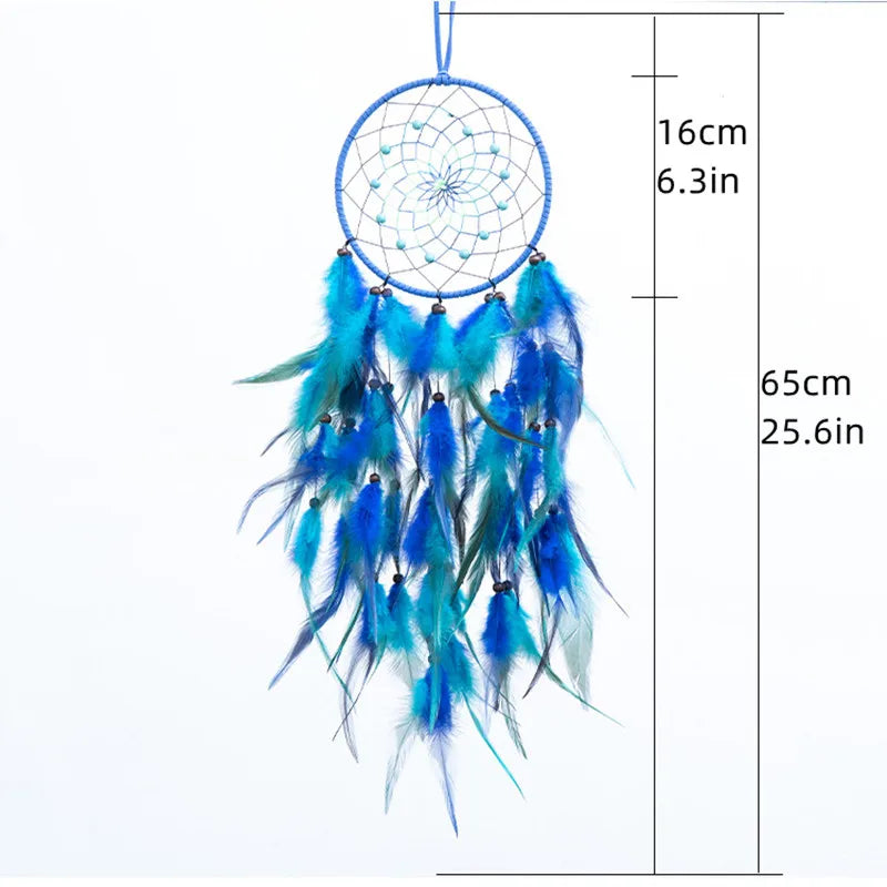 Blue Dreamcatcher Wall Hanging – Feather Home Decor for Bedroom & Living Room