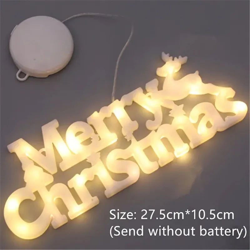 Christmas Decoration 2024 New Year Xmas Merry Christmas LED Letter Tag Light String Fairy Garland Home Decoration Christmas Noel