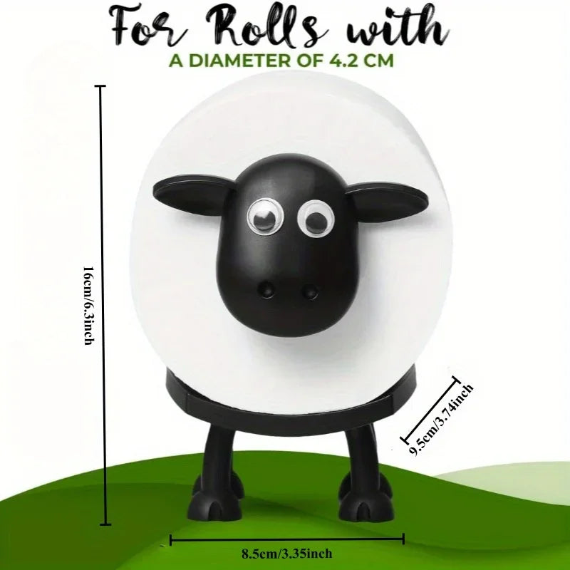 Funny Sheep Toilet Paper Holder – 3D Printed Black Free-Standing Bathroom Roll Stand, Cute & Humorous Home Decor (1/3PCS)