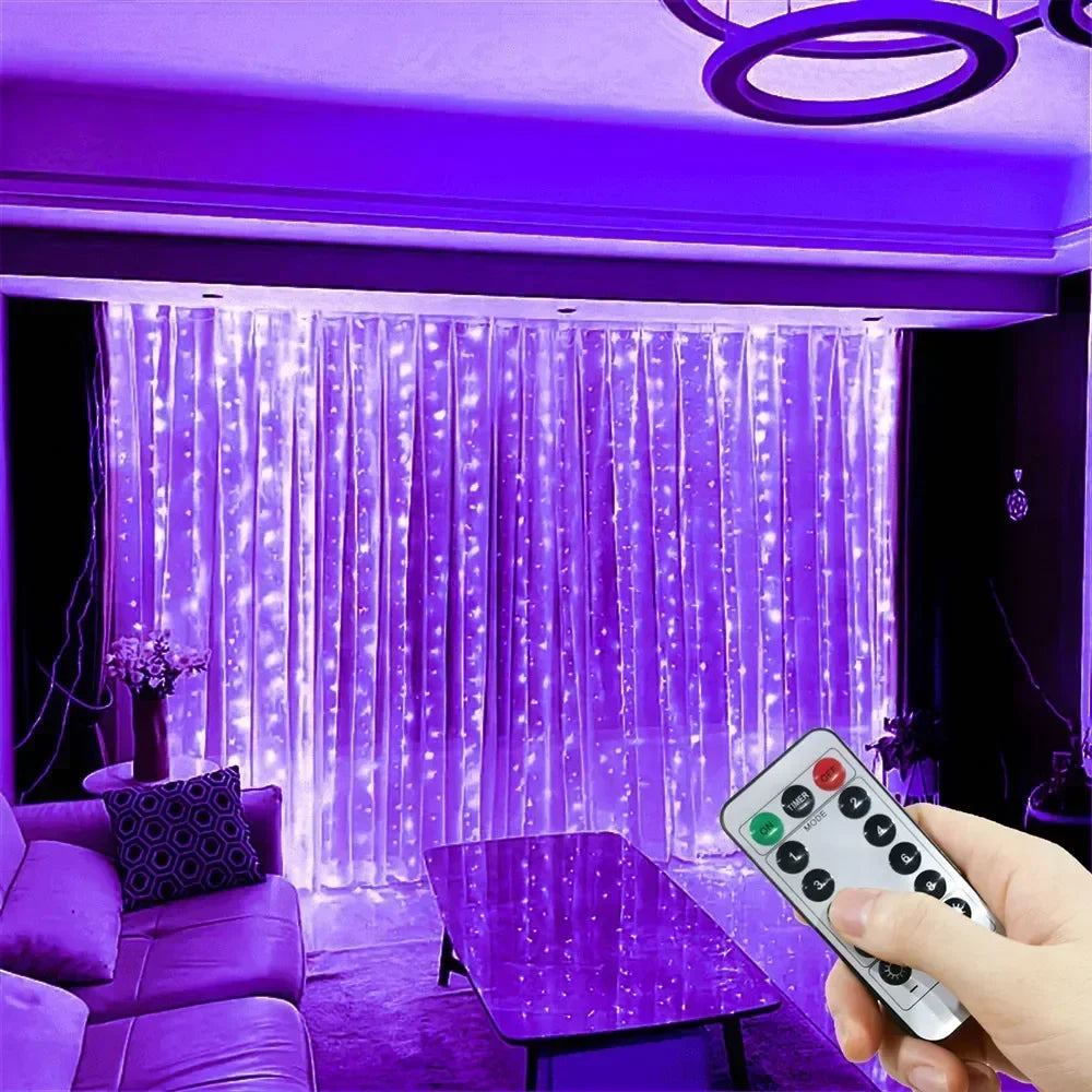 USB LED Curtain Fairy Lights – 8-Mode Wedding Garland String Lights for Outdoor, Christmas Tree & Garden Decoration