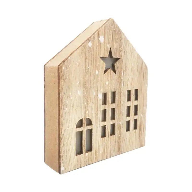 LED Christmas Wooden House Decoration | Light-Up Wooden House Ornament | Christmas Home Décor | Indoor Party Decoration