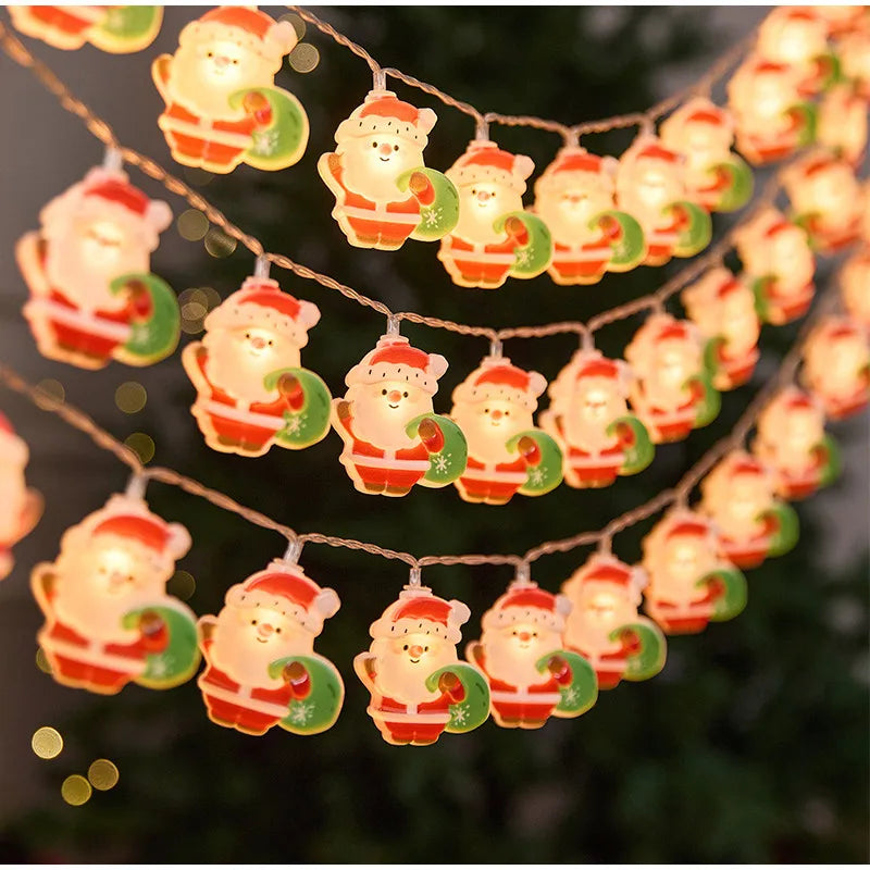 Christmas Creative Decorative Atmosphere Lights Solar Lamp String Led Santa Claus Snowman String Lights Party Decorations