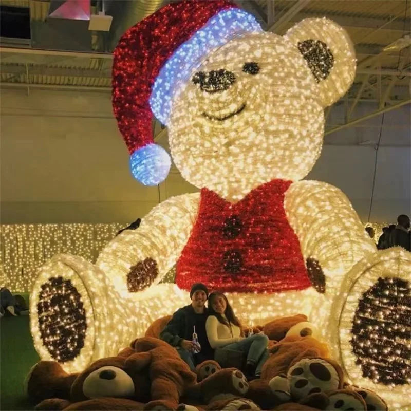 Christmas Holiday Commercial Street Decoration Popular 3D LED Christmas Teddy Bear Lights