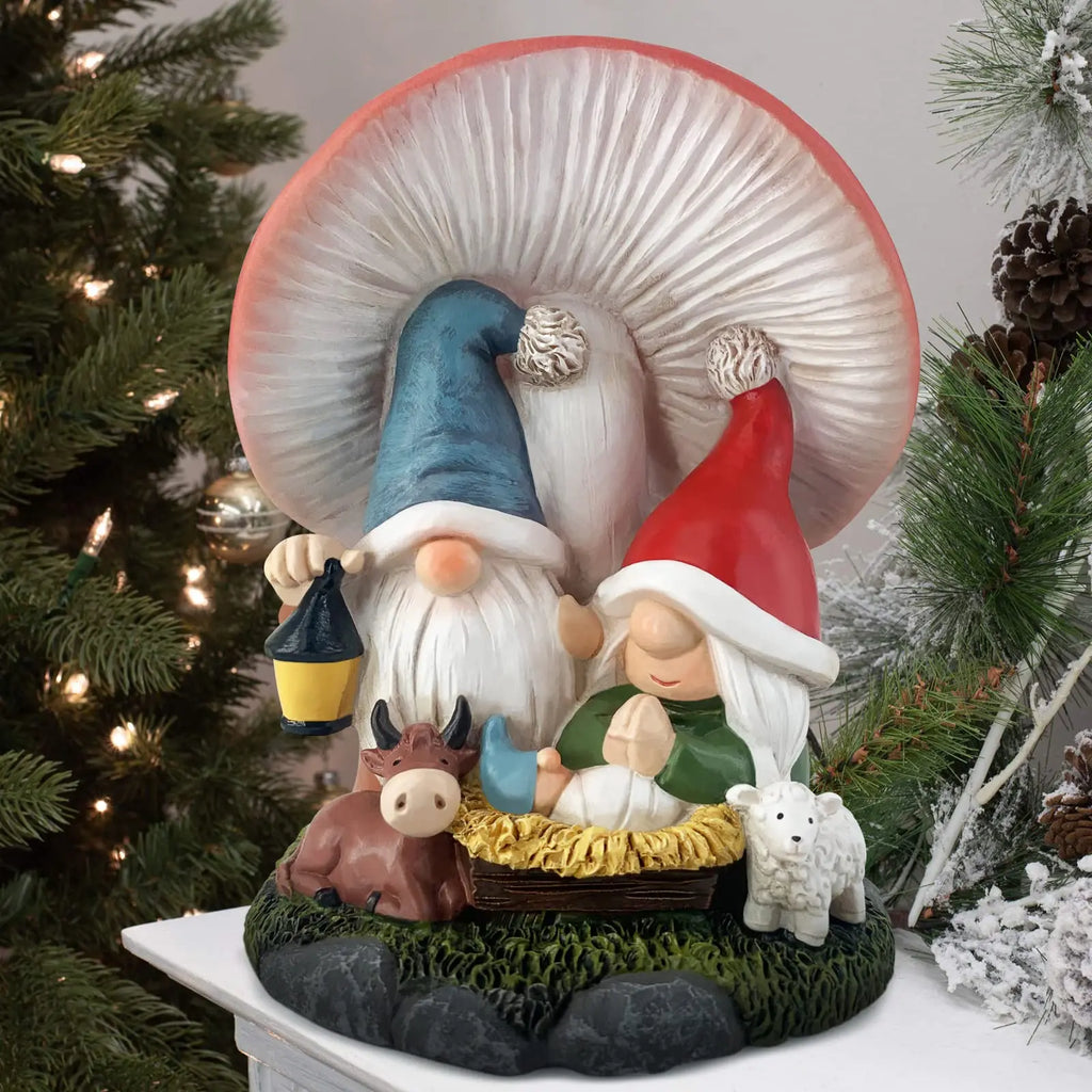Christmas Decoration Indoor Home Decor-3.2''L 3.2''W 4.3''H Gnome Nativity Sets-Nativity Scene Xmas Holiday Decor