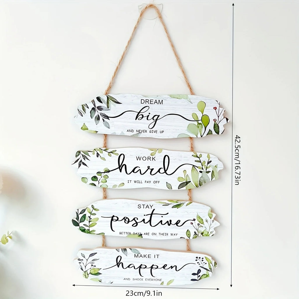 1pc Rustic Wooden Inspirational Hanging Festive Decor For Home & Gift, 3D Wall Art With Rope For Room & Holiday