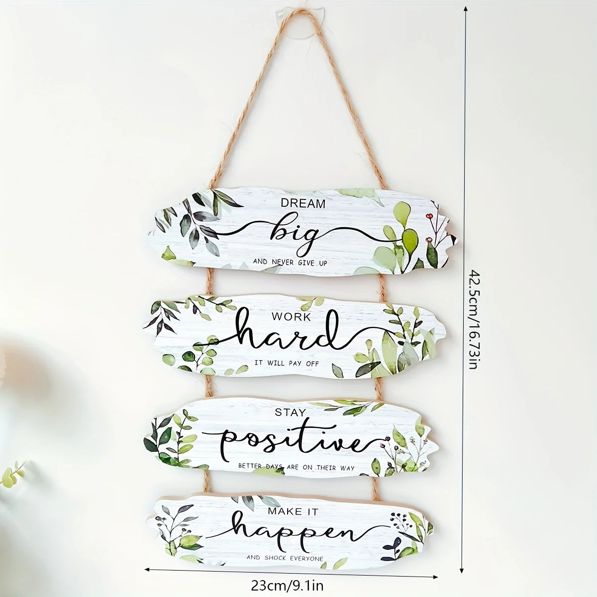 1pc Rustic Wooden Inspirational Hanging Festive Decor For Home & Gift, 3D Wall Art With Rope For Room & Holiday