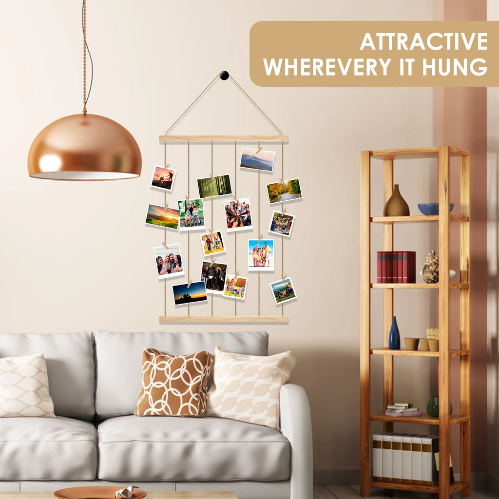 Photo Display Wall Hanging Decor Boho Home Decoration Cotton Rope Beads Macrame Tapestry for Wall Hanging Room Romance Decor