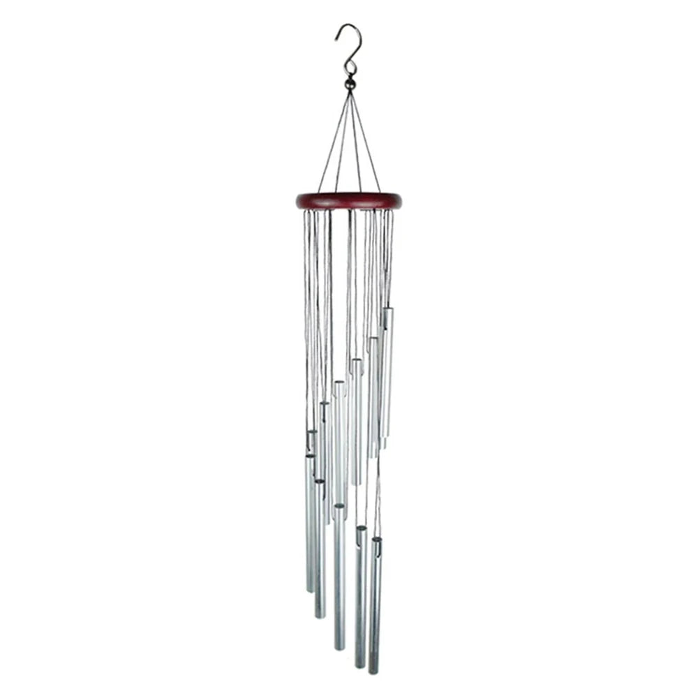 12-Tube Aluminum Alloy Wind Chime – Gold/Silver Bell Chimes with Hook for Outdoor Home, Garden, Wedding & Memorial Decor