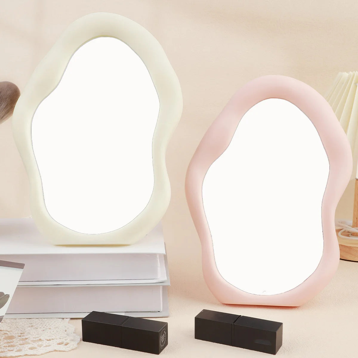 Tabletop Makeup Mirror – Decorative Bedroom & Desk Accent for Home Aesthetic Room Decor