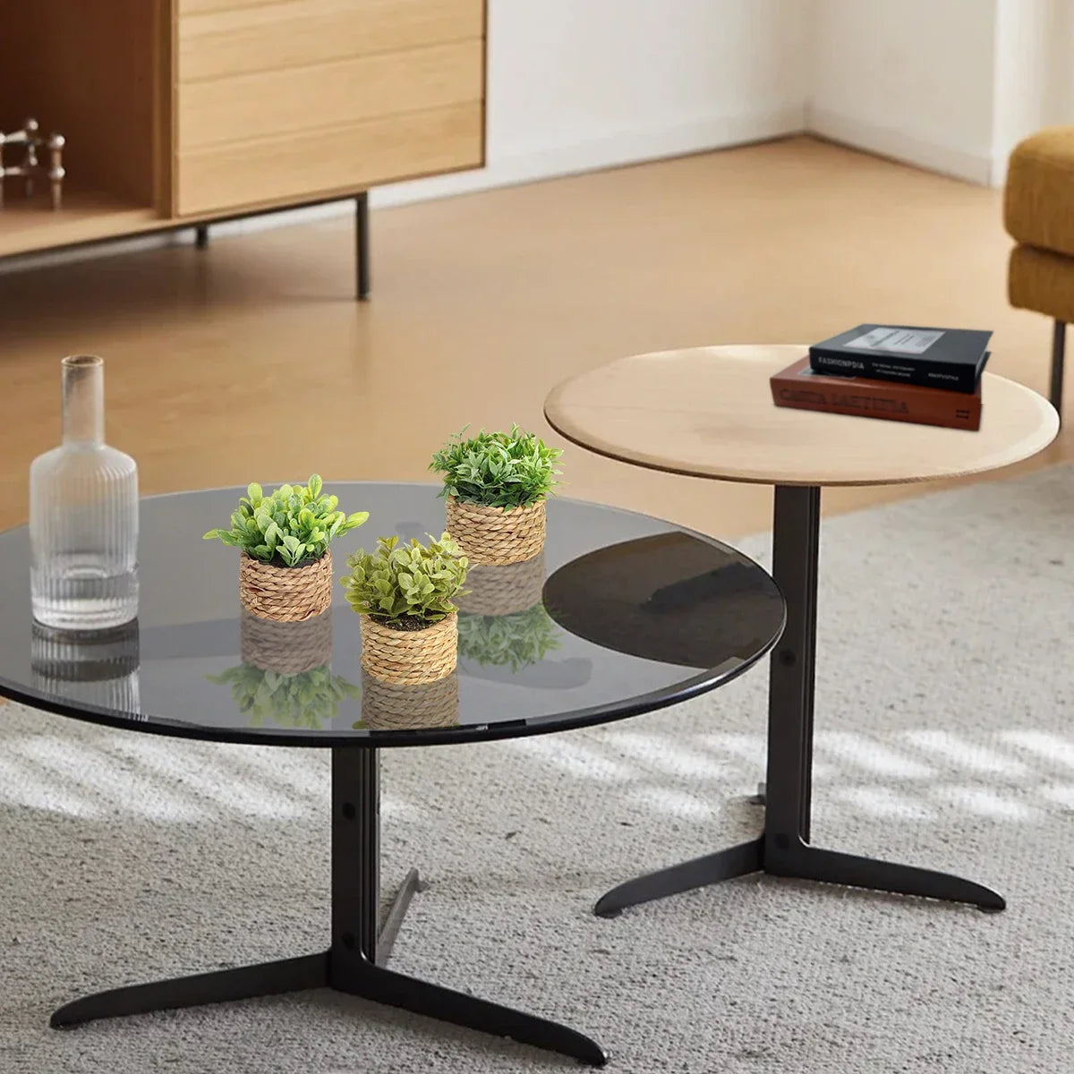 3pcs Green Artificial Plants Grass Woven Small Potted Plants Home Decoration home decor  home decoration  plants