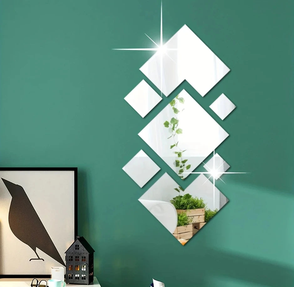 3D Acrylic Mirror Home Improvement Home Irregular Stitching DIY Wall Stickers for Living Room Bedroom Home Decoration  Stickers