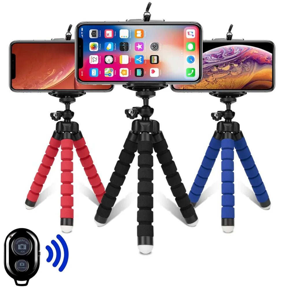Flexible Octopus Mini Tripod – Universal Phone & Camera Stand with Smartphone Holder Clip
