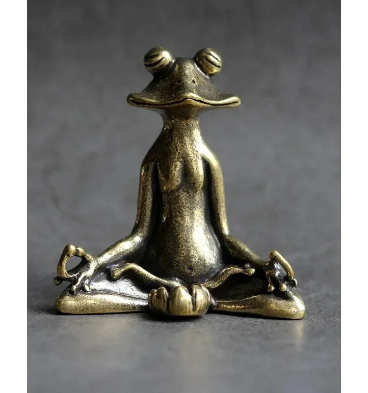 Retro Copperware Incense Socket Zen Frog Ornaments Solid Pure Copper Frog Tea Pet Incense Holder Ornaments