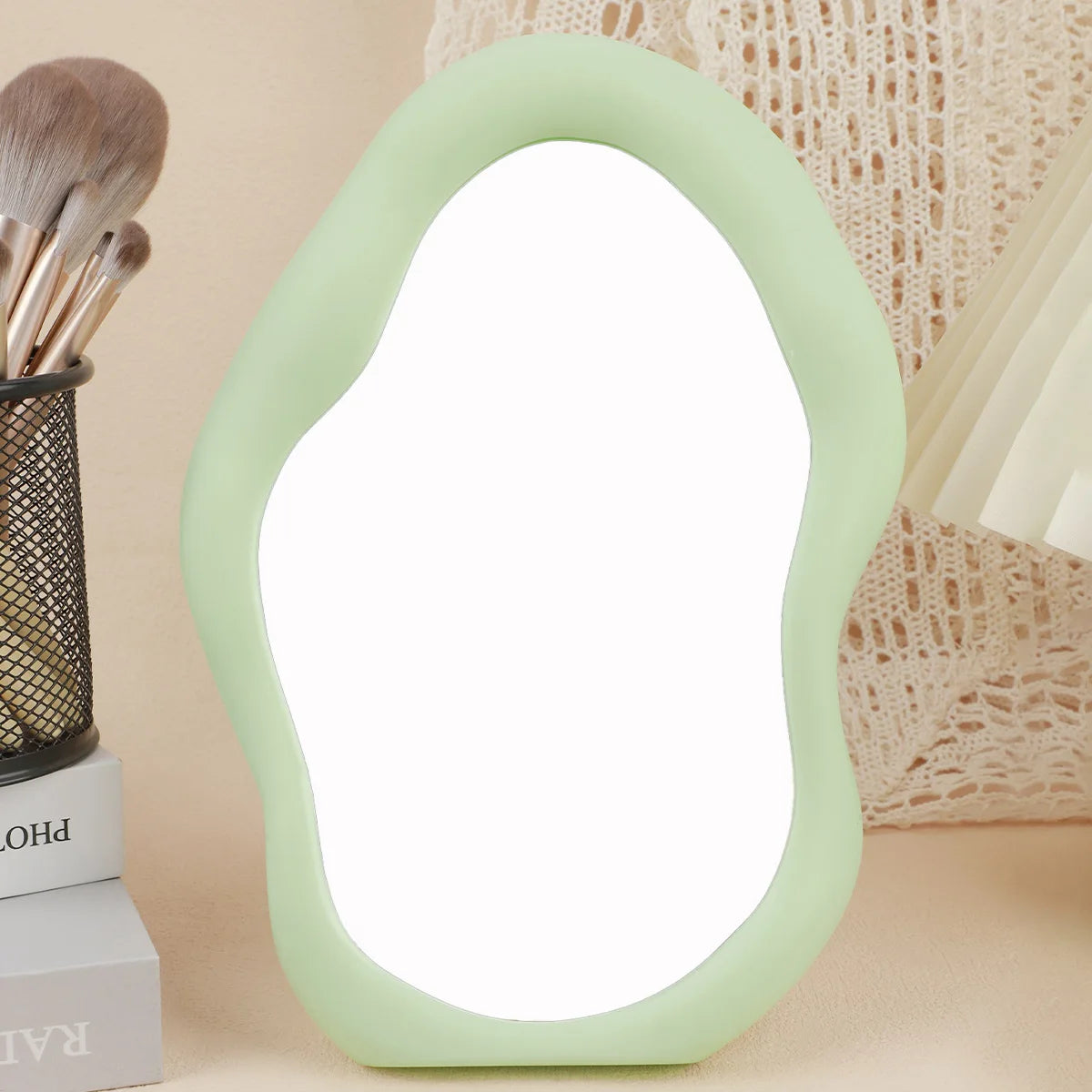 Tabletop Makeup Mirror – Decorative Bedroom & Desk Accent for Home Aesthetic Room Decor