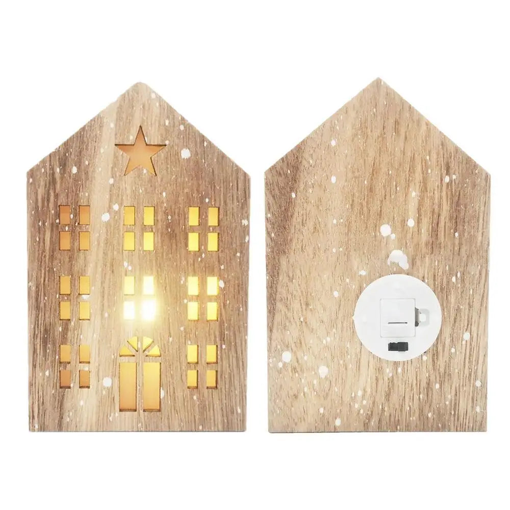 LED Christmas Wooden House Decoration | Light-Up Wooden House Ornament | Christmas Home Décor | Indoor Party Decoration