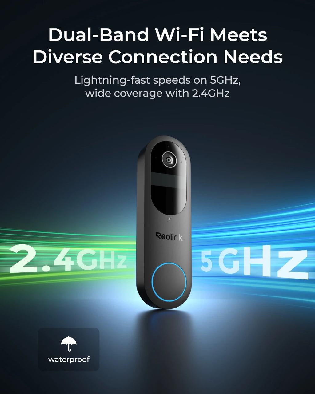 Reolink 2K Battery Doorbell WiFi Outdoor Wireless Doorbell, Battery/Wired Power, Storage Encryption via Home Hub, Without Chime