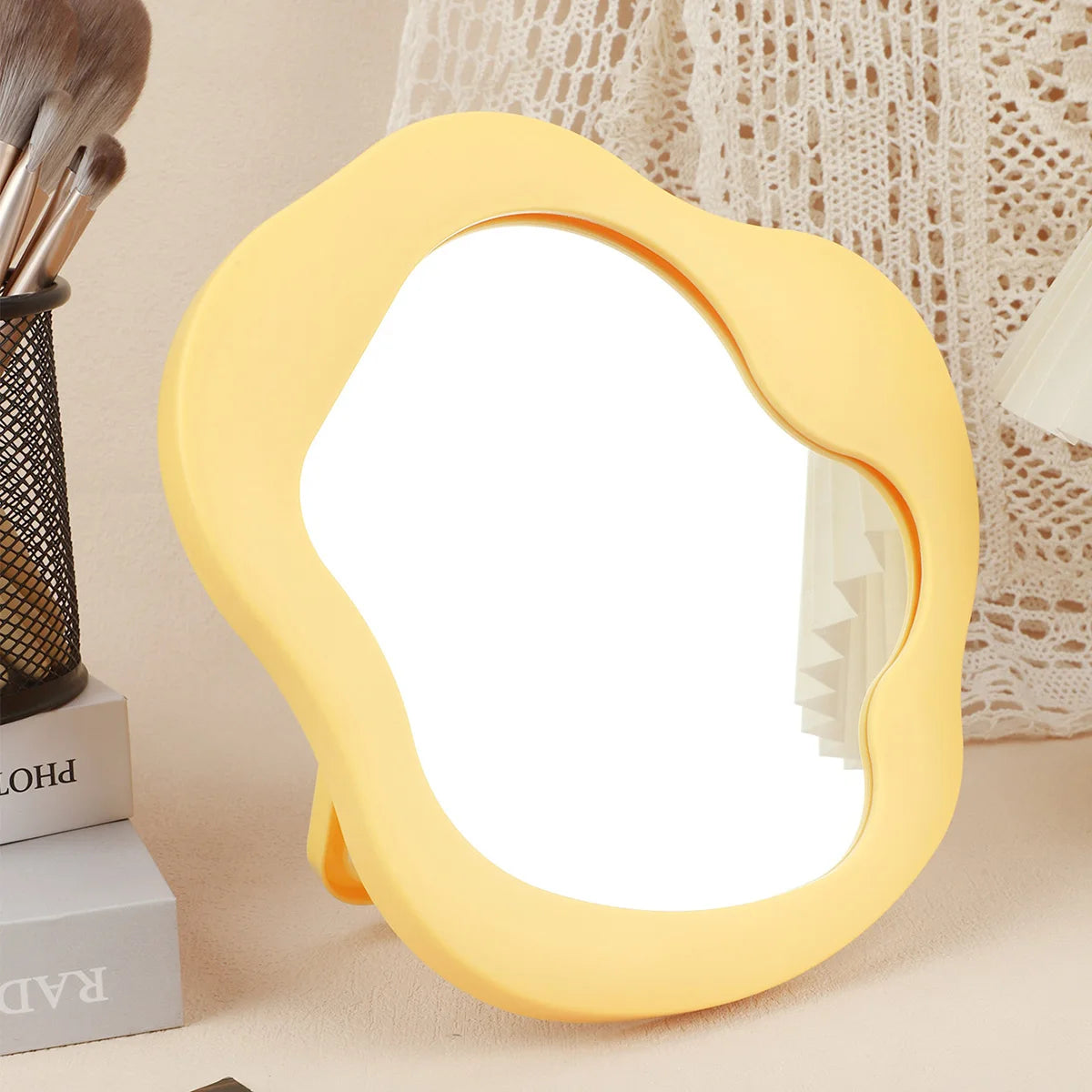 Tabletop Makeup Mirror – Decorative Bedroom & Desk Accent for Home Aesthetic Room Decor