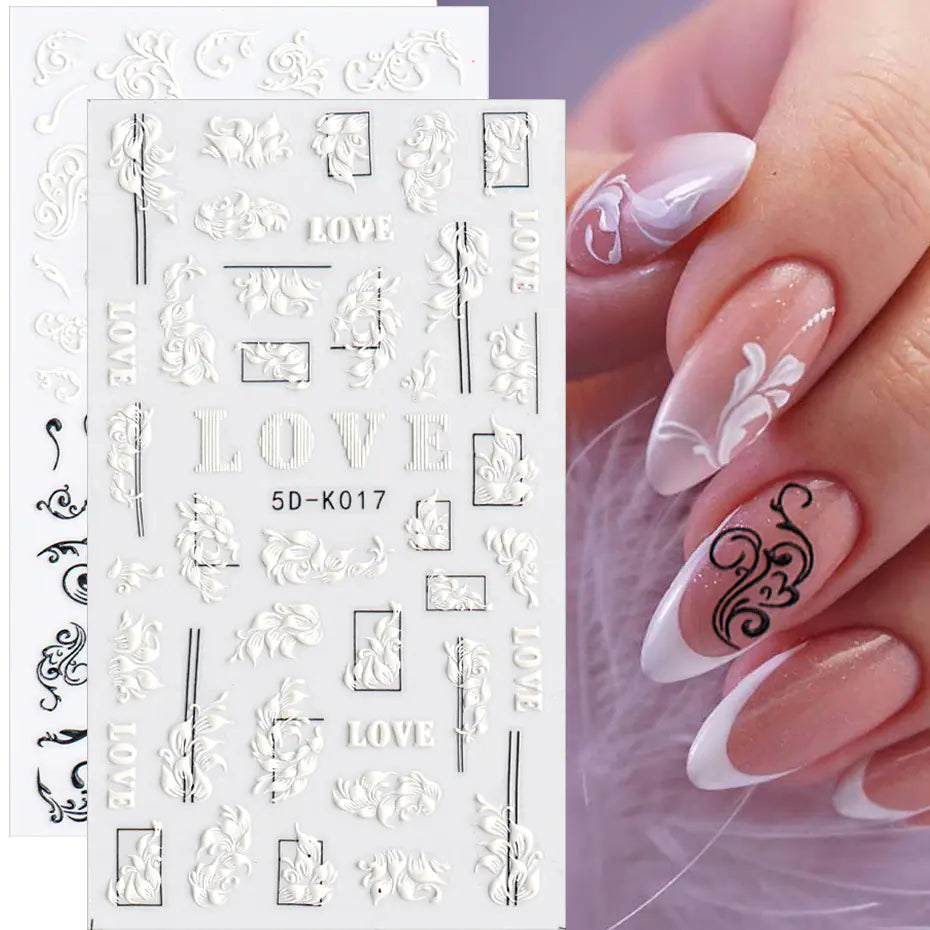 3D White Lace Butterfly Nail Art Stickers for Brides – Elegant Hollow Design Manicure Decals