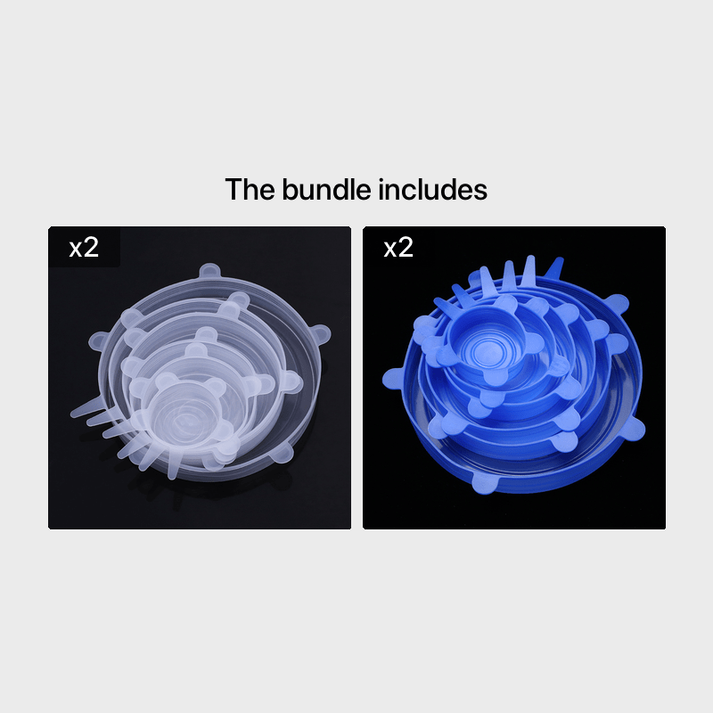 6 Reusable Silicone Stretch Lids Set – Flexible Food Storage Covers for Bowls & Containers, Multi-Size, Leak-Proof, Dishwasher & Fridge Safe