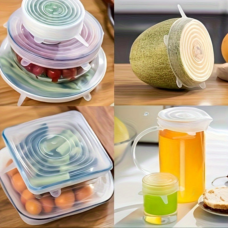 6 Reusable Silicone Stretch Lids Set – Flexible Food Storage Covers for Bowls & Containers, Multi-Size, Leak-Proof, Dishwasher & Fridge Safe