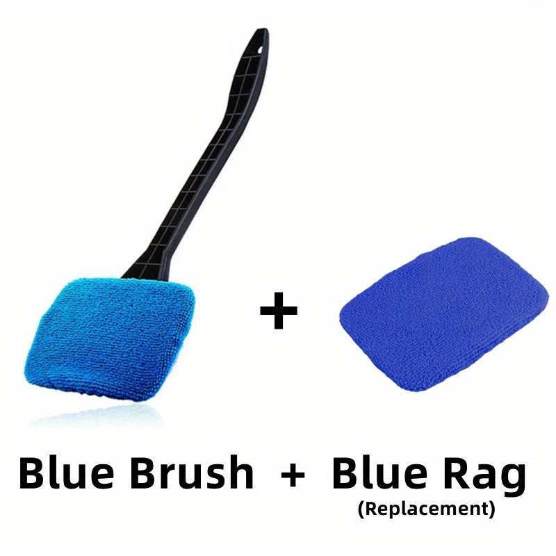 Car Window Cleaning Brush Kit – Long Handle Windshield Cleaner Tool with Rain Scraper for Interior & Exterior Auto Glass
