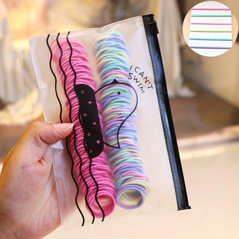 200pcs Cute Hair Elastics – Colorful Soft Hair Ties for Kids & Girls