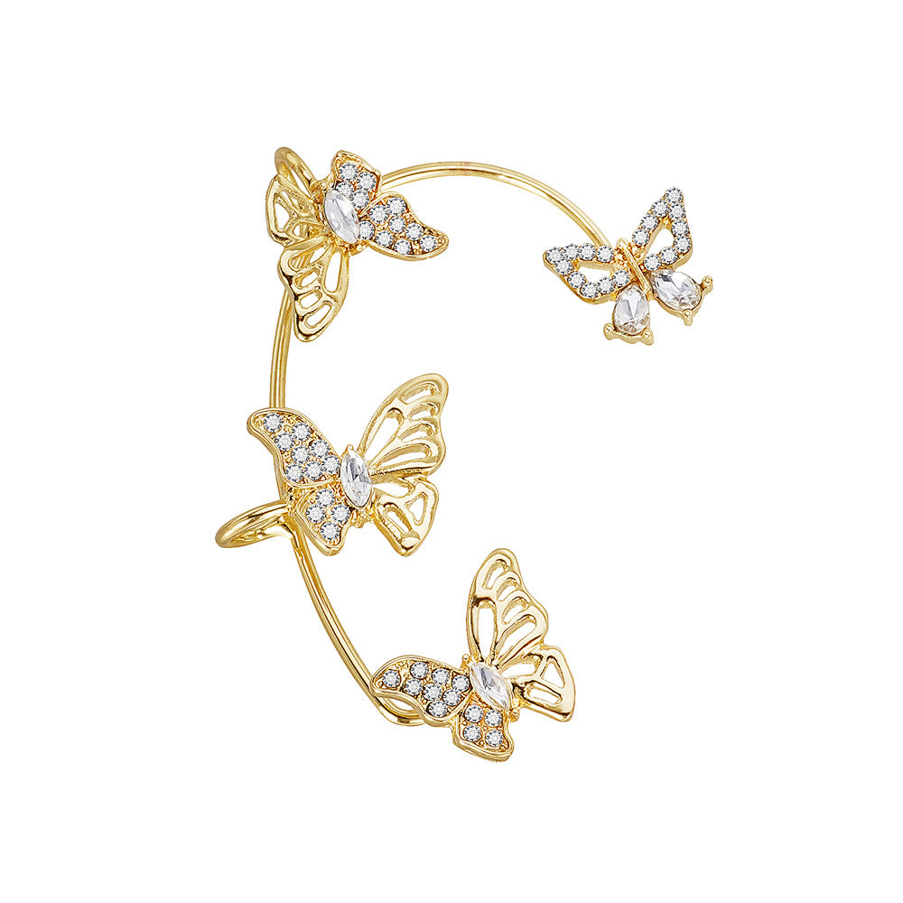 Women’s Butterfly Ear Cuffs – Non-Piercing Ear Clips with Gemstone Accents, Elegant Jewelry for Parties & Weddings