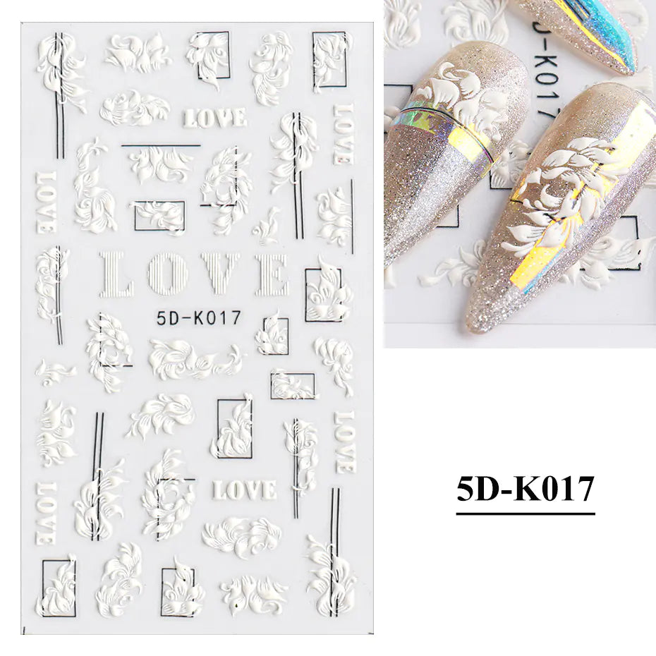 3D White Lace Butterfly Nail Art Stickers for Brides – Elegant Hollow Design Manicure Decals