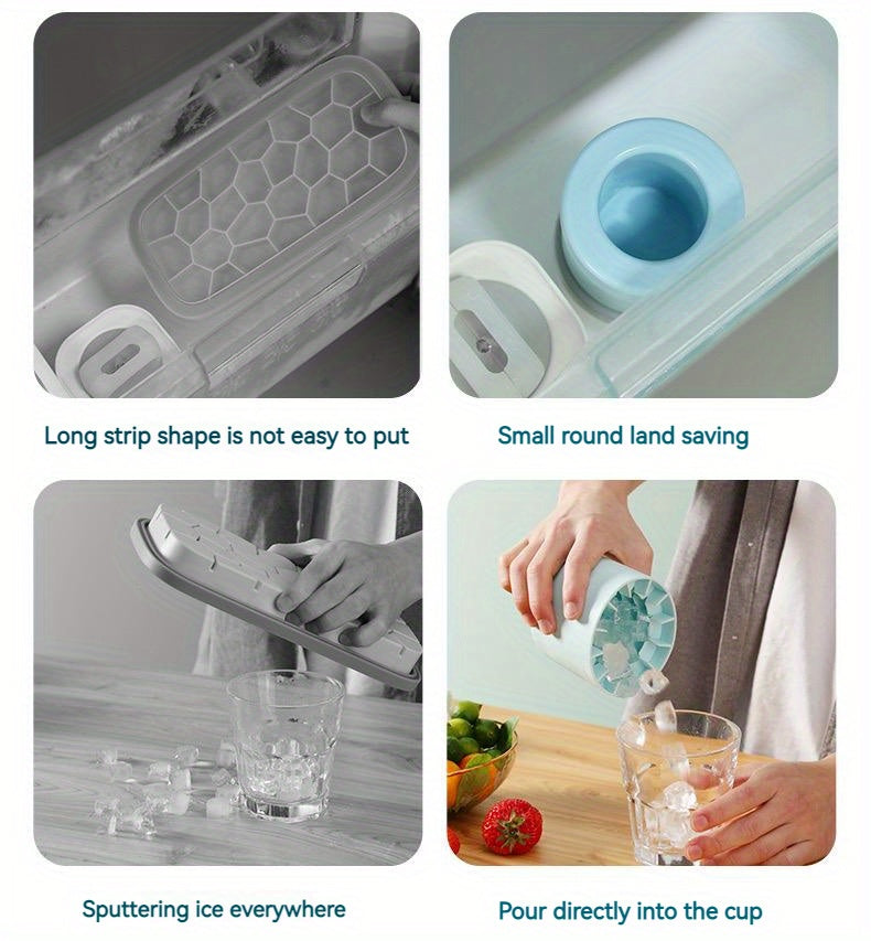 1Pc Silicone Ice Cube Tray | Easy-Release Mold for Perfect Ice Cubes | Makes Up to 60 Cubes | Essential Kitchen Accessory