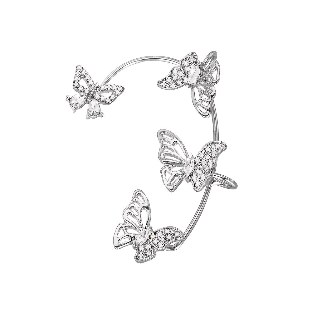 Women’s Butterfly Ear Cuffs – Non-Piercing Ear Clips with Gemstone Accents, Elegant Jewelry for Parties & Weddings