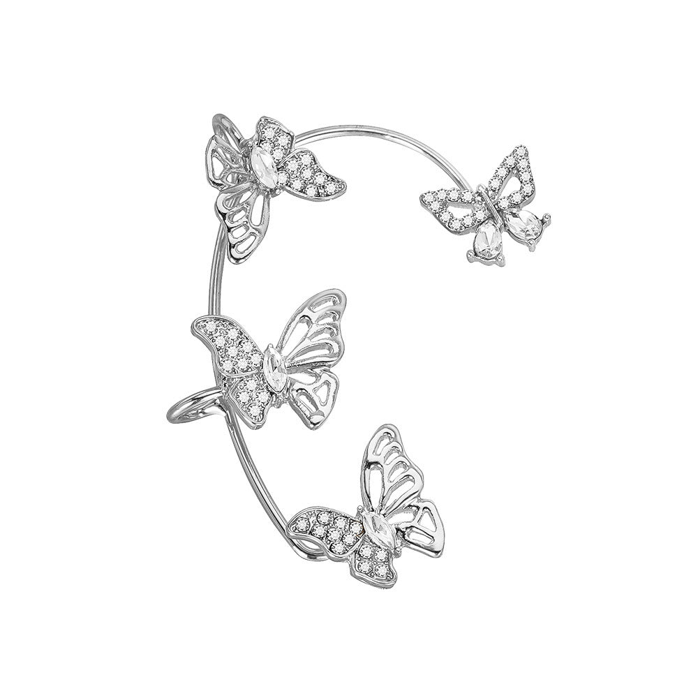 Women’s Butterfly Ear Cuffs – Non-Piercing Ear Clips with Gemstone Accents, Elegant Jewelry for Parties & Weddings
